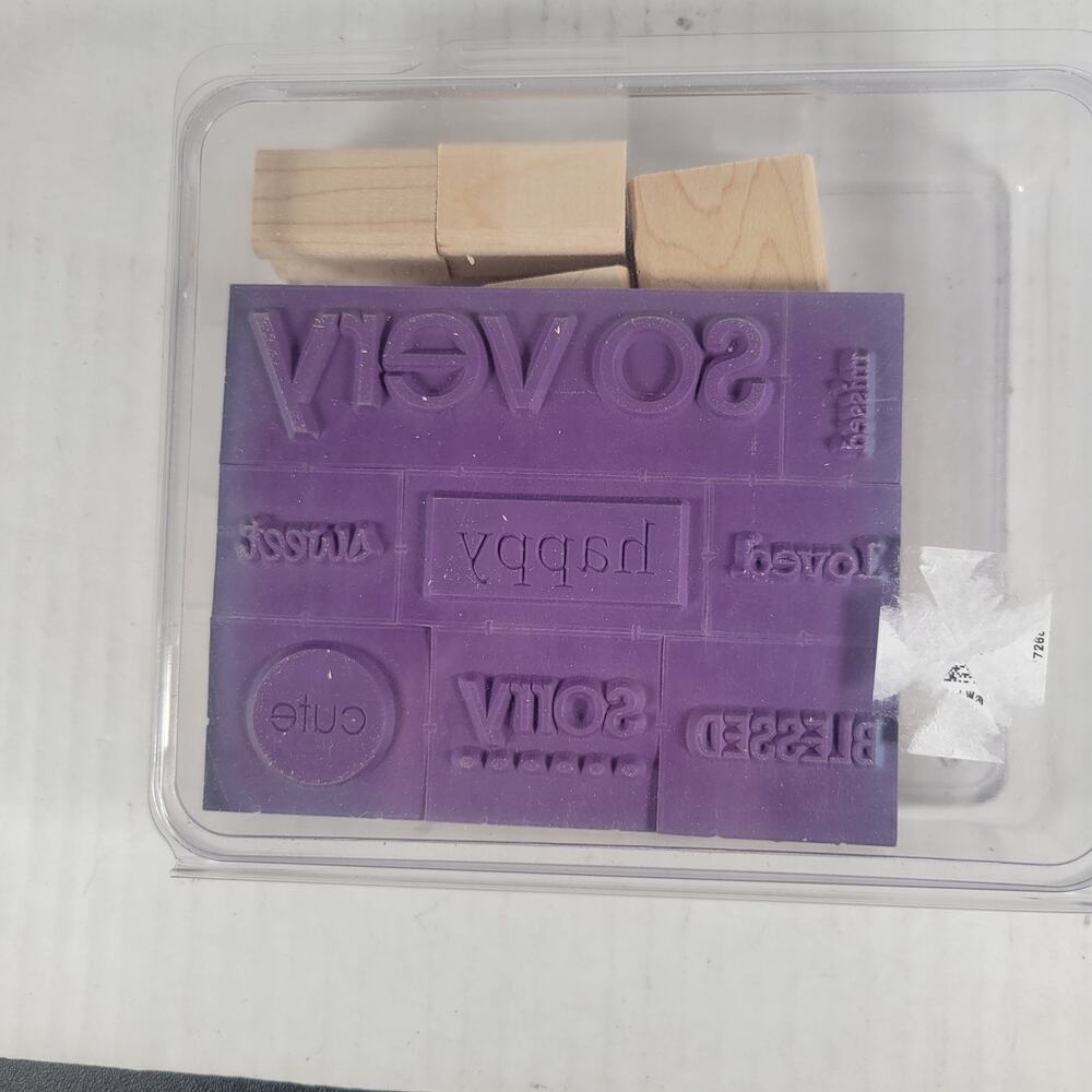 New Unmounted Stampin' Up So Very 8 Wooden Stamps Sorry Missed Special Occasions
